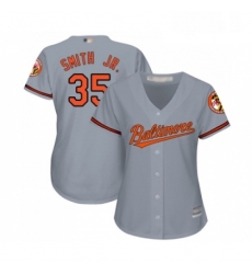 Womens Baltimore Orioles 35 Dwight Smith Jr Replica Grey Road Cool Base Baseball Jersey 