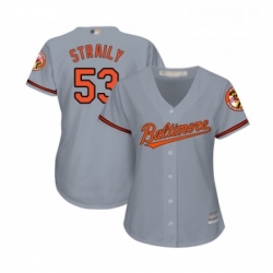 Womens Baltimore Orioles 53 Dan Straily Replica Grey Road Cool Base Baseball Jersey 