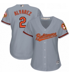 Womens Majestic Baltimore Orioles 2 Pedro Alvarez Authentic Grey Road Cool Base MLB Jersey 