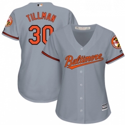 Womens Majestic Baltimore Orioles 30 Chris Tillman Replica Grey Road Cool Base MLB Jersey