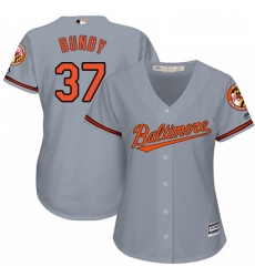 Womens Majestic Baltimore Orioles 37 Dylan Bundy Replica Grey Road Cool Base MLB Jersey