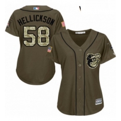 Womens Majestic Baltimore Orioles 58 Jeremy Hellickson Authentic Green Salute to Service MLB Jersey 