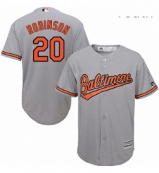 Youth Majestic Baltimore Orioles 20 Frank Robinson Replica Grey Road Cool Base MLB Jersey