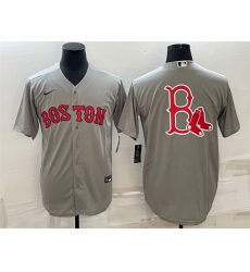 Men Boston Red Sox Gray Team Big Logo Cool Base Stitched Jersey