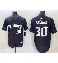 Men Pittsburgh Pirates 30 Paul Skenes Black Gothic Steel City Edition Vapor Limited Stitched Baseball Jersey Men Pittsburgh Pirates 30 Paul Skenes Black Gothic Steel City Edition Vapor Limited Stitched Baseball Jersey
