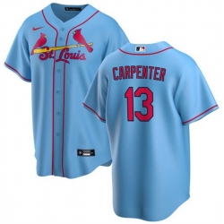 Men St  Louis Cardinals 13 Matt Carpenter Blue Cool Base Stitched Jersey