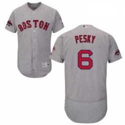 Mens Majestic Boston Red Sox 6 Johnny Pesky Grey Road Flex Base Authentic Collection 2018 World Series Jersey