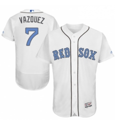 Mens Majestic Boston Red Sox 7 Christian Vazquez Authentic White 2016 Fathers Day Fashion Flex Base Jersey 