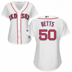 Womens Majestic Boston Red Sox 50 Mookie Betts Replica White Home MLB Jersey