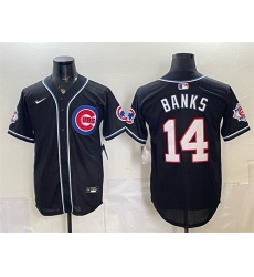 Men Chicago Cubs 14 Ernie Banks 150th Anniversary Black Out Style Vapor Premier Limited Stitched Baseball Jersey Men Chicago Cubs 14 Ernie Banks 150th Anniversary Black Out Style Vapor Premier Limited Stitched Baseball Jersey