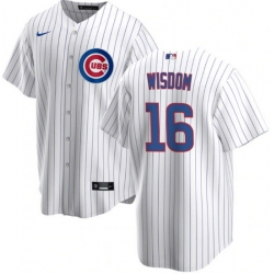 Men Chicago Cubs 16 Patrick Wisdom White Cool Base Stitched Baseball Jerse