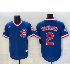 Men Chicago Cubs  2 Nico Hoerner Royal 150th Anniversary Throwback Vapor Limited Stitched Baseball Jersey