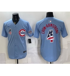 Men Chicago Cubs 4 Pete Crow Armstrong Blue 2026 USA 250 Fourth of July 2nd Alternate Limited Stitched Baseball Jersey Men Chicago Cubs 4 Pete Crow Armstrong Blue 2026 USA 250 Fourth of July 2nd Alternate Limited Stitched Baseball Jersey