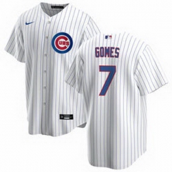 Men Chicago Cubs 7 Yan Gomes White Cool Base Stitched Baseball jersey