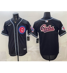Men Chicago Cubs Team Big Logo 2026 Fashion Replica Black Out Stitched Baseball Jersey Men Chicago Cubs Team Big Logo 2026 Fashion Replica Black Out Stitched Baseball Jersey
