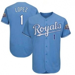 Men Royal 1 Nicky Lopez blue Flex Base 50th season patch jersey