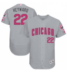 Mens Majestic Chicago Cubs 22 Jason Heyward Grey Mothers Day Flexbase Authentic Collection MLB Jersey