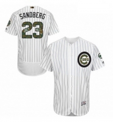 Mens Majestic Chicago Cubs 23 Ryne Sandberg Authentic White 2016 Memorial Day Fashion Flex Base MLB Jersey 