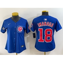 Women Chicago Cubs 18 Sh u014Dta Imanaga Royal Ryne Sandberg Tribute Vapor Limited V2 Stitched Baseball Jersey