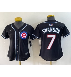 Women Chicago Cubs 7 Dansby Swanson 2026 Fashion Replica Black Out Stitched Baseball Jersey Women Chicago Cubs 7 Dansby Swanson 2026 Fashion Replica Black Out Stitched Baseball Jersey