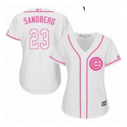 Womens Majestic Chicago Cubs 23 Ryne Sandberg Authentic White Fashion MLB Jersey