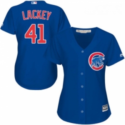 Womens Majestic Chicago Cubs 41 John Lackey Authentic Royal Blue Alternate MLB Jersey