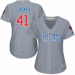 Womens Majestic Chicago Cubs 41 John Lackey Replica Grey Road MLB Jersey