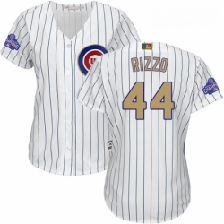 Womens Majestic Chicago Cubs 44 Anthony Rizzo Authentic White 2017 Gold Program MLB Jersey