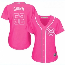 Womens Majestic Chicago Cubs 52 Justin Grimm Replica Pink Fashion MLB Jersey