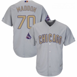 Womens Majestic Chicago Cubs 70 Joe Maddon Authentic Gray 2017 Gold Champion MLB Jersey