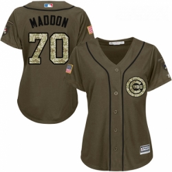 Womens Majestic Chicago Cubs 70 Joe Maddon Replica Green Salute to Service MLB Jersey