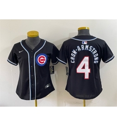 Youth Chicago Cubs 4 Pete Crow Armstrong 2026 Fashion Replica Black Out Stitched Baseball Jersey Youth Chicago Cubs 4 Pete Crow Armstrong 2026 Fashion Replica Black Out Stitched Baseball Jersey