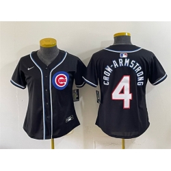 Youth Chicago Cubs  4 Pete Crow Armstrong 2026 Fashion Replica Black Out Stitched Baseball Jersey