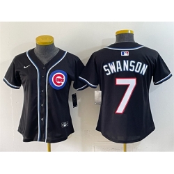 Youth Chicago Cubs  7 Dansby Swanson 2026 Fashion Replica Black Out Stitched Baseball Jersey