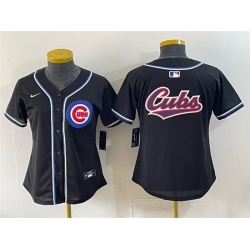 Youth Chicago Cubs Team Big Logo 2026 Fashion Replica Black Out Stitched Baseball Jersey