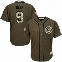 Youth Majestic Chicago Cubs 9 Javier Baez Replica Green Salute to Service MLB Jersey