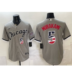 Men Chicago White Sox  5 Munetaka Murakami Grey 2026 USA 250 Fourth of July Stitched Baseball Jersey