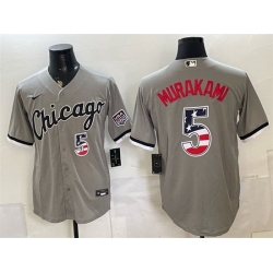 Men Chicago White Sox  5 Munetaka Murakami Grey 2026 USA 250 Fourth of July Stitched Baseball Jersey