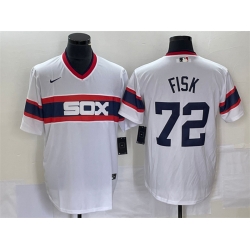 Men Chicago White Sox 72 Carlton Fisk White Cool Base Stitched Jersey