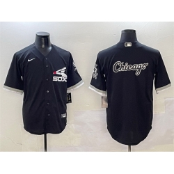 Men Chicago White Sox Black Team Big Logo Cool Base Stitched Jersey 2