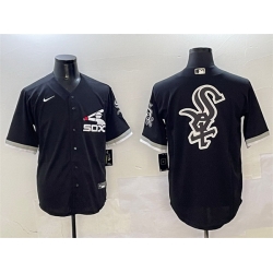 Men Chicago White Sox Black Team Big Logo Cool Base Stitched Jersey