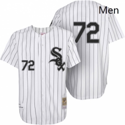 Mens Mitchell and Ness 1993 Chicago White Sox 72 Carlton Fisk Replica White Throwback MLB Jersey