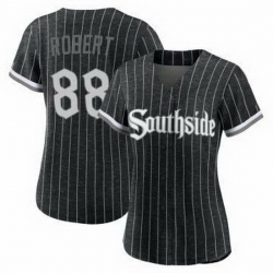 Women Chicago White Sox 88 Luis Robert Black 2021 City Connect Stitched MLB Flex Base Nike Jersey