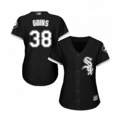 Womens Chicago White Sox 38 Ryan Goins Replica Black Alternate Home Cool Base Baseball Jersey 