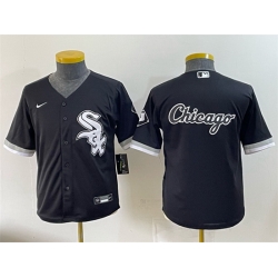 Youth Chicago White Sox Team Big Logo Black Stitched Baseball Jersey 001