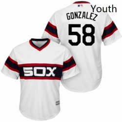 Youth Majestic Chicago White Sox 58 Miguel Gonzalez Authentic White 2013 Alternate Home Cool Base MLB Jersey 