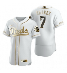 Cincinnati Reds 7 Eugenio Suarez White Nike Mens Authentic Golden Edition MLB Jersey