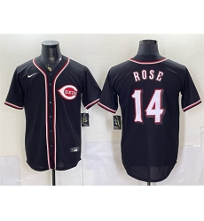Men Cincinnati Reds 14 Pete Rose 2026 Fashion Replica Black Out Stitched Baseball Jersey Men Cincinnati Reds 14 Pete Rose 2026 Fashion Replica Black Out Stitched Baseball Jersey
