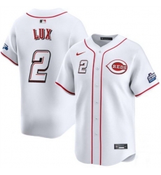 Men Cincinnati Reds 2 Gavin Lux White 2025 Speedway Classic Home Limited Stitched Baseball Jersey