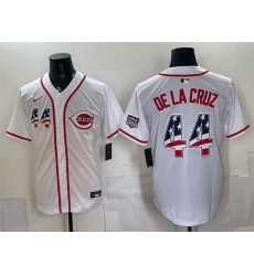 Men Cincinnati Reds  44 Elly De La Cruz White 2026 USA 250 Fourth of July Home Stitched Baseball Jersey